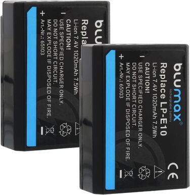 Акумулятор Blumax LP-E10 для Canon EOS 1500D/2000D/4000D + Зарядний пристрій Slim Dual USB LC-E10e (1020mAh)