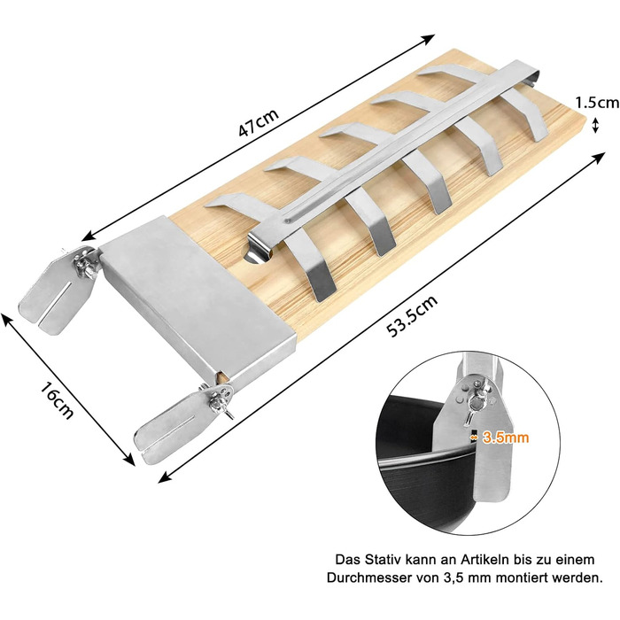 Набір дощок для запікання лосося NAIZY з кедра з тримачем із нержавіючої сталі, 5 рівнів регулювання, для вогнища та гриля, 2 шт.