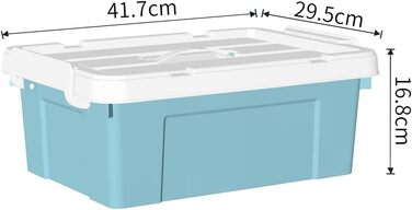 Cetomo 65 l x 6 Plastic Storage Box, Tote Bag, Organizer Container with Sturdy Lid and Secure Locking Buckles, Stackable and Nestable, 6 Pieces, Blue with Buckle (15L*6)