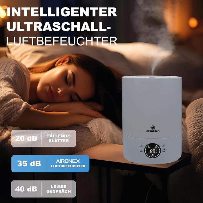 Зволожувач повітря 6 літрів – Top-Fill – з аромадіфузором – для вітальні, офісу, дитячої кімнати, спальні