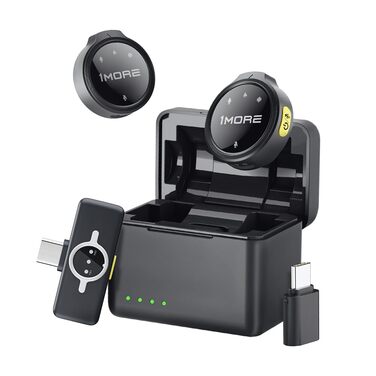 Мікрофон-лапка 1MORE бездротовий (2TX + 2 RX + кейс) для iPhone/Android/PC, шумозаглушення, 48kHz/24-Bit, 100м, 18год, відеозйомка, Vlog