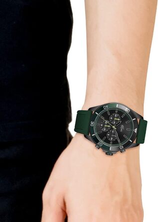 Годинник чоловічий Lacoste Chronograph Quarz TIEBREAKER з зеленим силіконовим браслетом 2011153