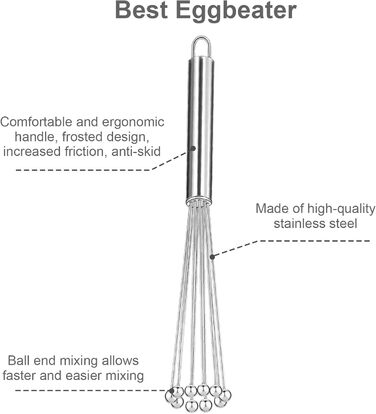 Набір міксерів-венчиків зі сталі (2 шт.) для кухні - ідеально для приготування, змішування та збивання