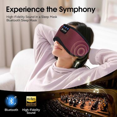 Маска для сну для тих, хто спить на боці, з Bluetooth навушниками. 100% непрозора маска для очей, ультрам'яка. Для подорожей, сну, йоги, медитації. Чорний колір. 1 шт.