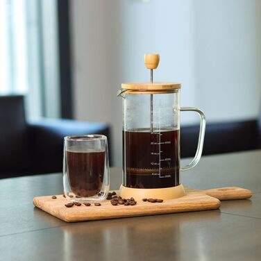 French Press WedRink: Френч-прес з нержавіючої сталі, 1л, для кави та чаю, з бамбуковим корпусом