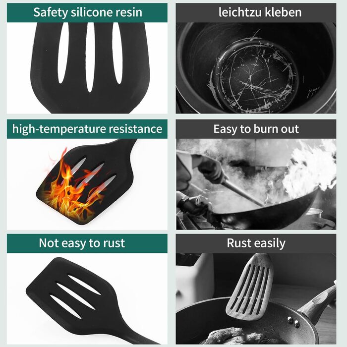 Набір кухонних помічників 43 шт. Силіконовий набір лопаток для приготування їжі, стійкий до високих температур та з антипригарним покриттям. Набір кухонних аксесуарів бежевого кольору з контейнером, гачком для зберігання, придатний для миття в посудомийні