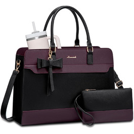 LOVEVOOK Сумка для ноутбука 15.6 дюймів, жіноча, велика, шкіряна, для роботи, навчання, офіційна, універсальна, на плечі, тоут, шкіряна сумка LOVEVOOK Violett-schwarz