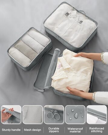 Набір органайзерів для валізи 18 шт, водонепроникні Packing Cubes, сірий - багатофункціональні тревел-органайзери для подорожей з чохлами для одягу