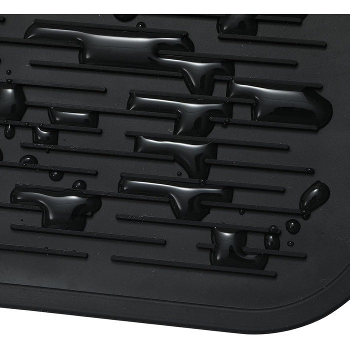 Силиконова килимок для сушіння посуду - килимок для посуду, BPA-free, стійкий до нагрівання, неслизький, з щіткою (чорний, 92 x 52 см)