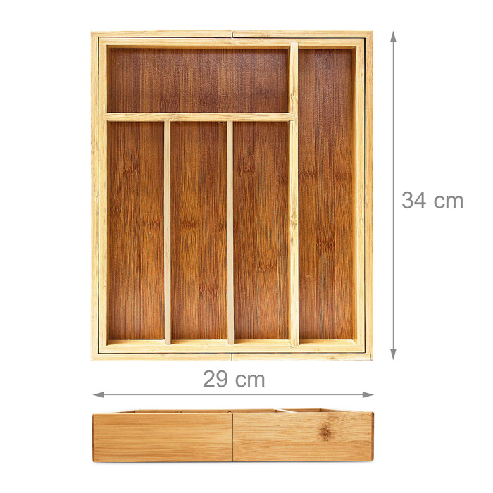 Relaxdays Bamboo Cutlery Box with Pull-out Tray