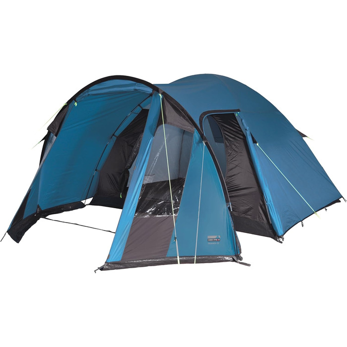 High Peak Dome Tent Tessin 5, camping tent with vestibule, 2 entrances, family tent for 5 people, extra high entrance, double-walled