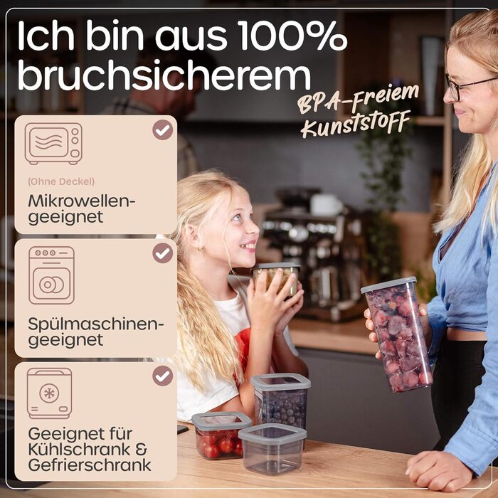 Герметичні контейнери для зберігання продуктів [Набір 12 шт] Антрацит - Складні, економія місця для кухні, банки для круп, контейнери для їжі, набір 12 штук