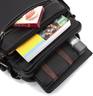 Чоловіча сумка через плече JOREY з натуральної шкіри, чорна. Ідеальна для бізнесу, роботи та подорожей. Чоловіча шкіряна сумка-мішок.