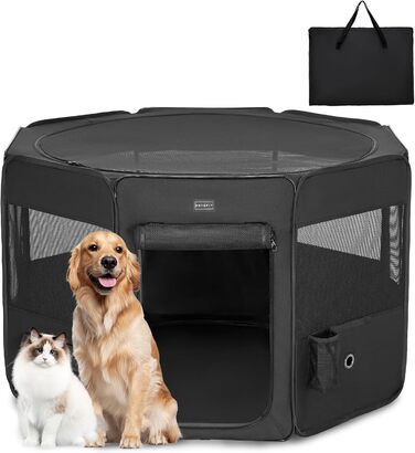 Клітка для собак PETSFIT, розкладний вольєр для цуценят, 116x106x72 см, чорний