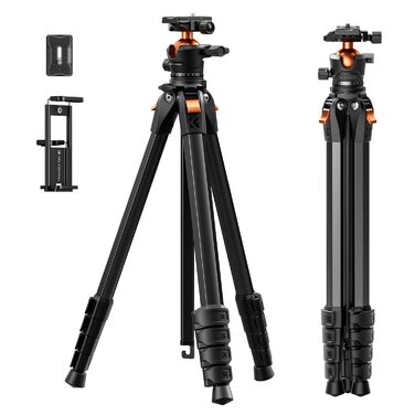 Штатив для камери та смартфона K&F Concept A305A1, 187 см, трипод з регулюванням висоти, алюміній