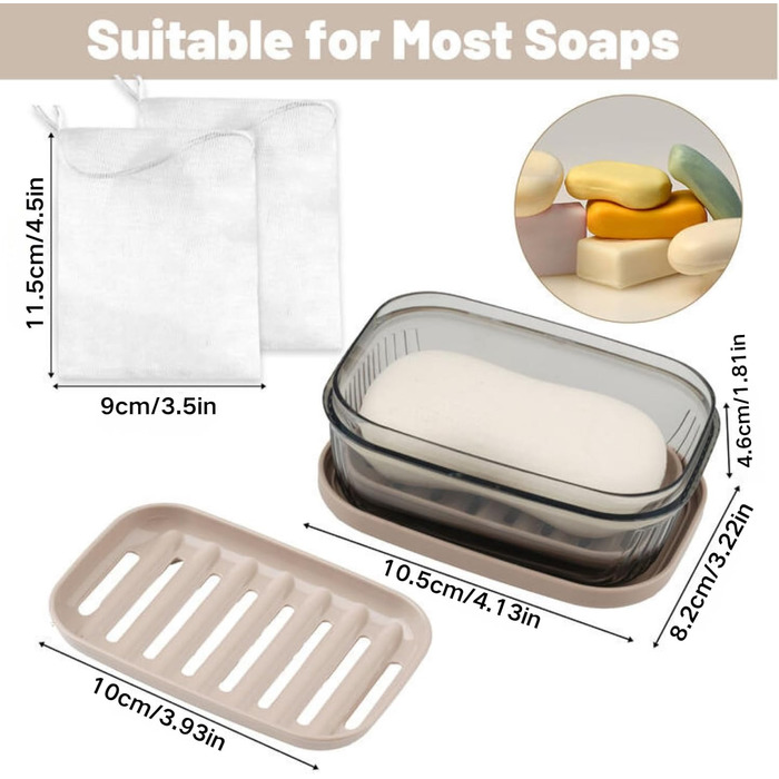 Водонепроникний контейнер для мила з 2 мішечками для мила, велика мильниця з кришкою для подорожей, ванної кімнати, душу, кемпінгу