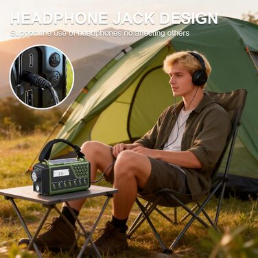 Сонячне радіо на ручку з Bluetooth, AM/FM/SW аварійне радіо з Powerbank 10000mAh, радіо на батарейках з SOS-сигналом, компас, LED-ліхтарик, лампа для читання, для відключення електроенергії, виживання, кемпінгу