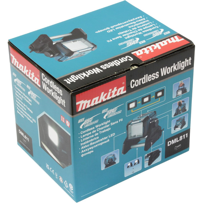 Світлодіодний прожектор Makita DML811 14,4-18В/230В, 3000 люмен, IP65, 3 режими яскравості, поворотний на 240°, без акумулятора та зарядного