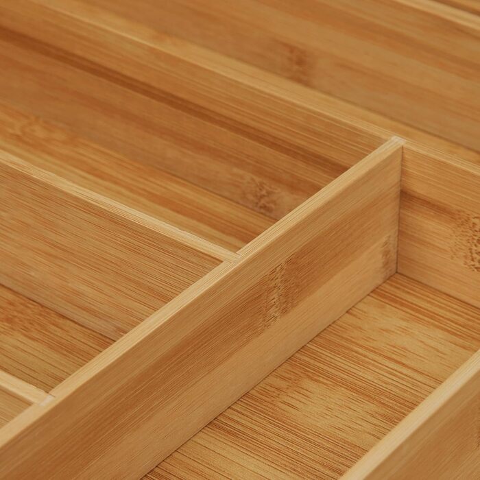 Relaxdays Cutlery Box Bamboo, Extendable, Cutlery Insert for Drawers, Drawer Insert HBT 6.5x57.5x43 cm, natural