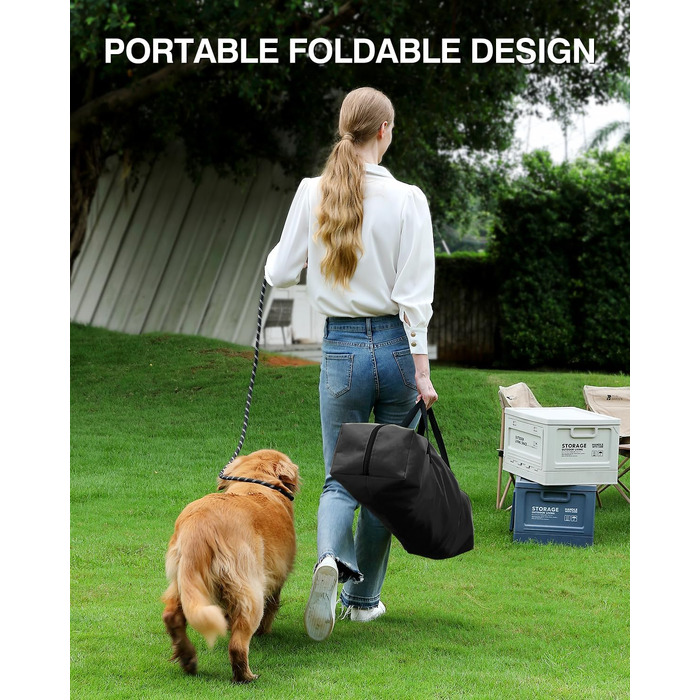 Складана переноска для собак середніх порід, 76x54x54 см, зелена/чорна (60x42x42 см)