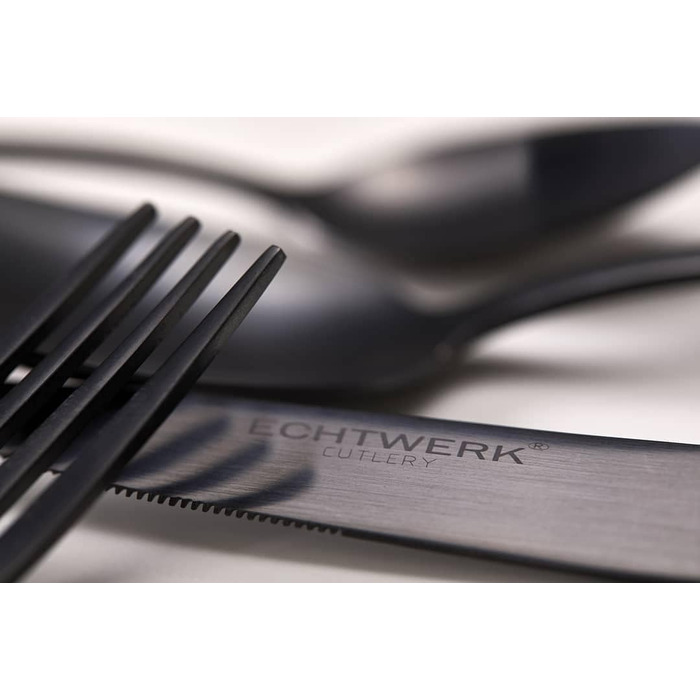 ECHTWERK Tableware Set Avelino, Black Edition, 20-piece, cutlery set for up to 4 people, 18/10 stainless steel, matte finish, high-quality cutlery set, for dining table, table decoration for weddings & festive occasions.