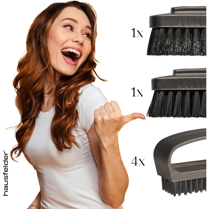 Набір ручних щіток Hausfelder для душу: жорсткі, для нігтів та спини, з ручкою, чорний антрацит, матовий