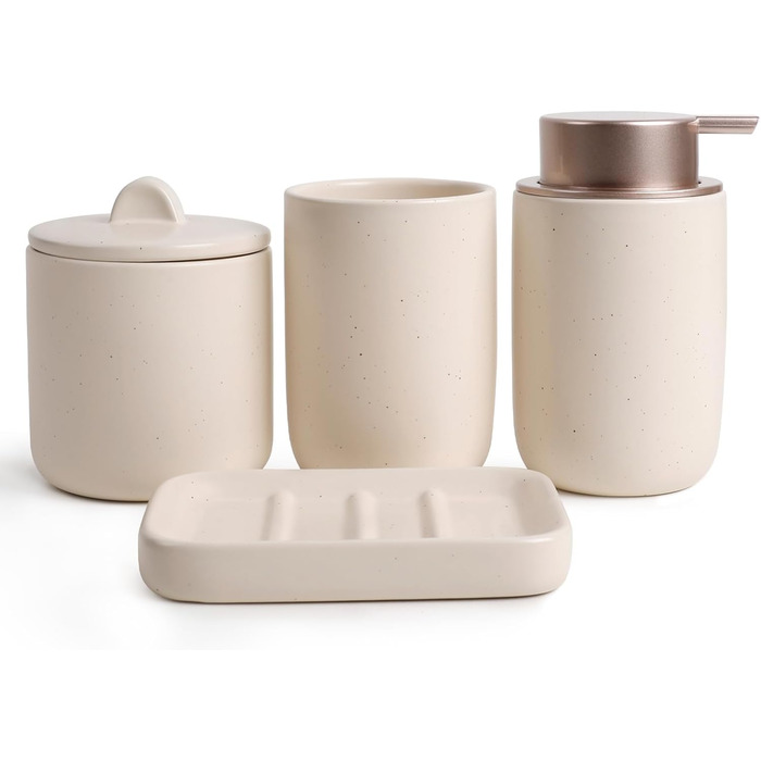 Набір для ванної кімнати з кераміки, 4 шт., аксесуари для ванної кімнати, органайзер з дозатором мила, мильниця, стакан для зубної щітки, контейнер для ватних паличок, преміум-декор для ванної кімнати, абрикосовий колір