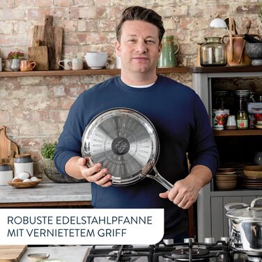 Сковорода Tefal Jamie Oliver Cook's Classics 28 см, індукційна, антипригарна, з термоіндикатором, нержавіюча сталь