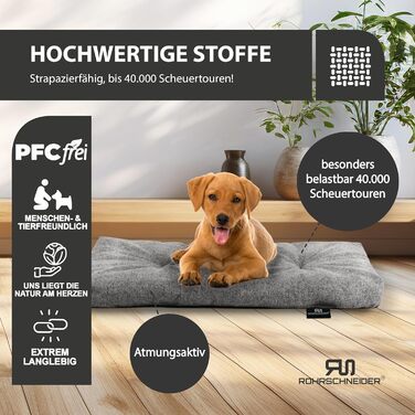 Ліжко для собак Rohrschneider з мискою, 50x80x7 см, блакитне/сіре, для собак та котів | З антиковзаючою основою, міцне, Made in EU