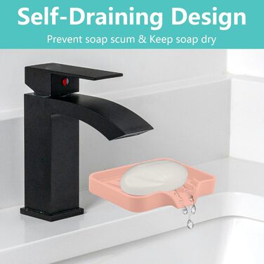 2 шт. Силіконові мильниці з отвором для стоку, мильниця для душу, мильниця для ванни, мильниця для раковини, мильниці для ванної кімнати, кухні та лічильника (білий) (рожевий)