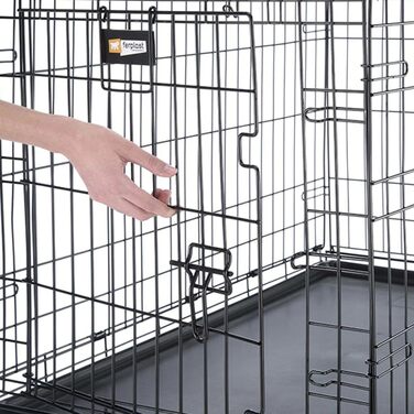Клітка для собак Ferplast DOG-INN 60 - розкладний вольєр, переноска для цуценят та собак, з перегородкою, 2 дверцятами з замком, 64 x 45 x 49 см, чорний. Розміри перегородки: 22 x 15 x 40 см