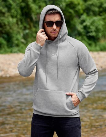 COOFANDY Худі для чоловіків з капюшоном, теплий світшот з флісу, бавовняний худі з кишенями, чоловічий світшот (світло-сірий, XL)