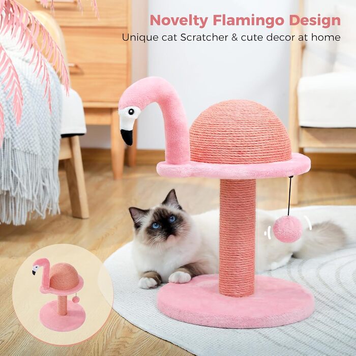 PAWZ Road Flamingo Scratching Post, creative scratching post, stylish cat tree, H: 48 cm, pink…