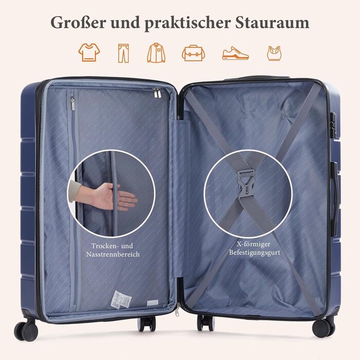 Набір валіз DUMOS 3шт. з жорстким корпусом, телескопічною ручкою, коліщатками, замком, блакитний