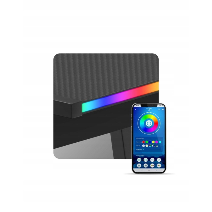 Ігровий кутовий стіл Huzaro Hero 6.0, чорний, RGB LED, регульовані ніжки