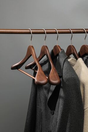 Дерев'яні вішалки для одягу MELA'S, набір 18 шт, широкі, протиковзкі, для курток, костюмів, сорочок, штанів, 45 x 23 x 5.5 см