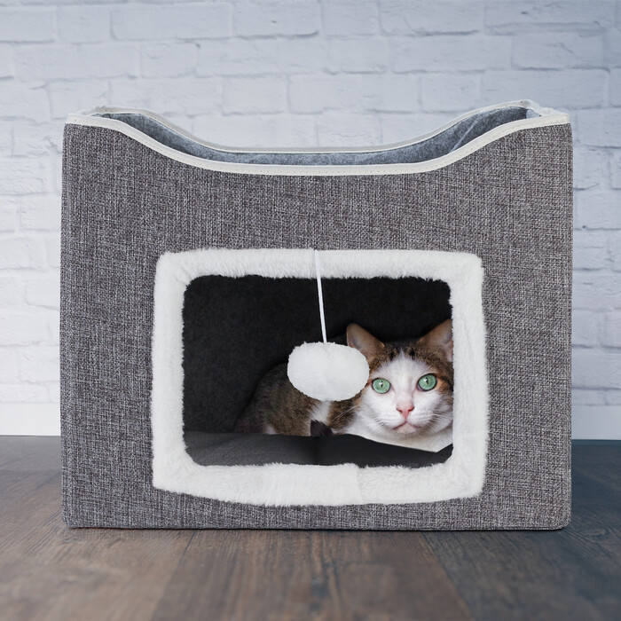 Relaxdays Foldable Cat Cave in Grey