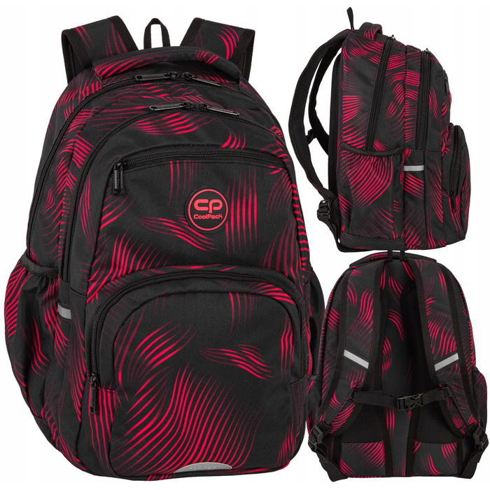 Багатофункціональний шкільний рюкзак CoolPack, чорно-червоний, 23 л