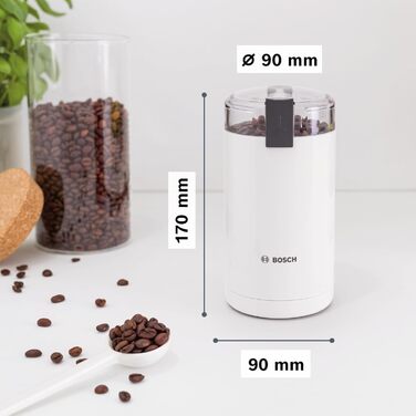 Кавомолка Bosch TSM6A013B, 75 г, біла, для одноразового використання