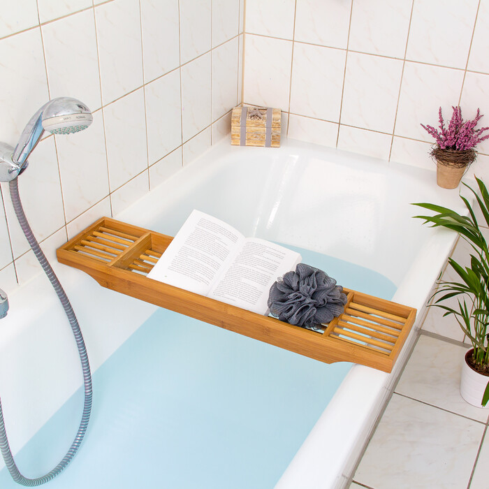 Бамбуковий піддон для ванни Relaxdays з 3 відділеннями