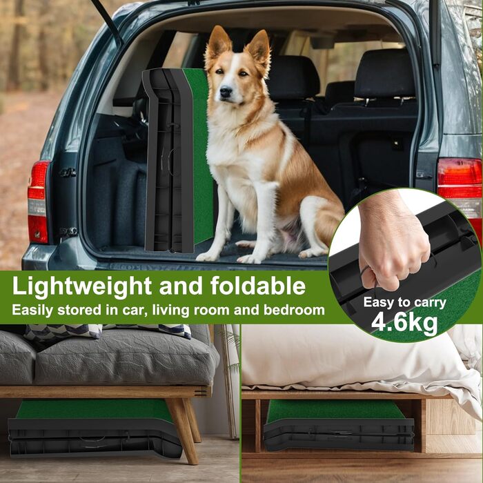 Рампа для собак NAIZY 156 см, складна, з антиковзкими килимками, для собак/кішок/домашніх тварин до 90 кг, з травою