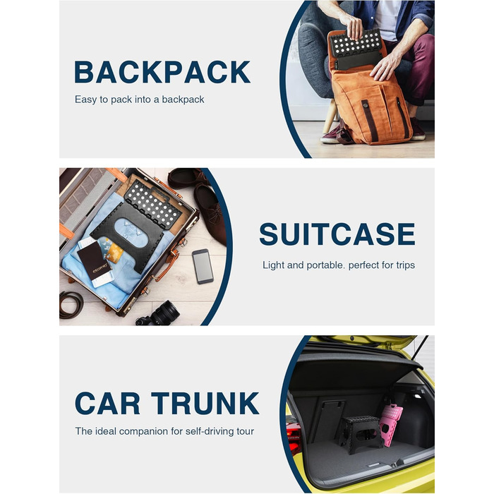 Складний стілець HOUSE DAY 27см чорний: міцний, з антиковзними ніжками та ручкою, для кухні, ванної, дитячої кімнати, кемпінгу, вантажопідйомність 150кг