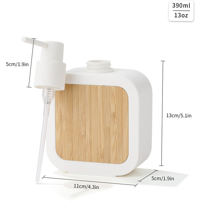 Дозатор для мила білий бамбук, 390 мл. Дозатор для мила на кухню, у ванну, в офіс. Настільний диспенсер для мила (білий)