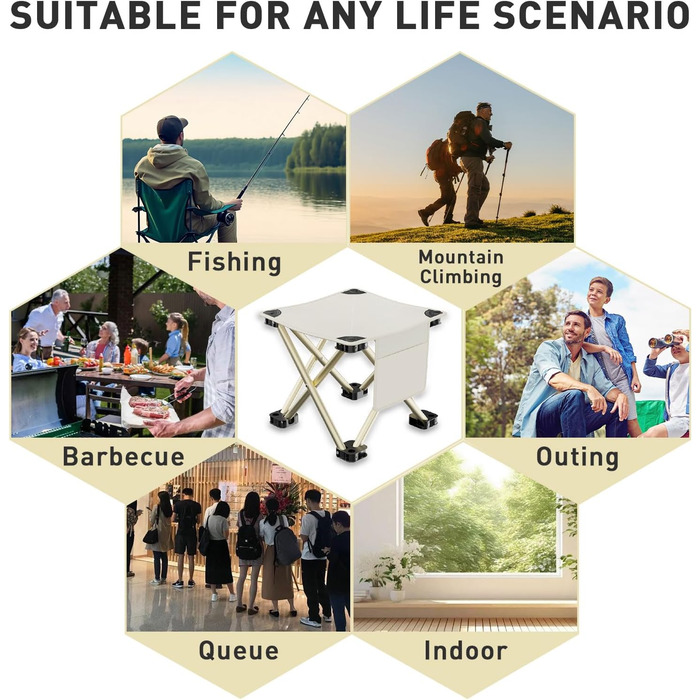 Зручний складаний стільчик для кемпінгу та відпочинку на природі, 28 см