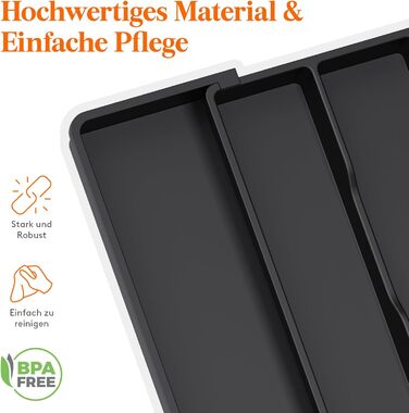 Органайзер для столових приборів Lifewit в шухляду, розширюваний 38-57 см, чорний, пластик, 28-44.5 x 35 x 4 см