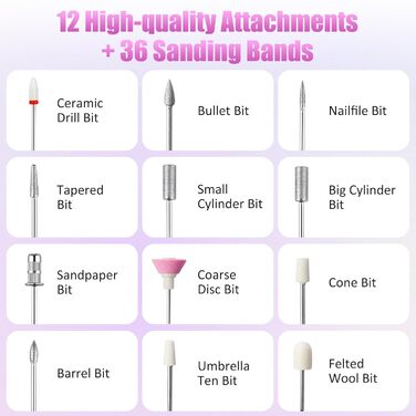 Електричний набір для манікюру та педикюру Nagelfräser 12 в 1: фрезер для гелевих нігтів, електрична нагрівальна машинка, набір для професійного догляду за нігтями