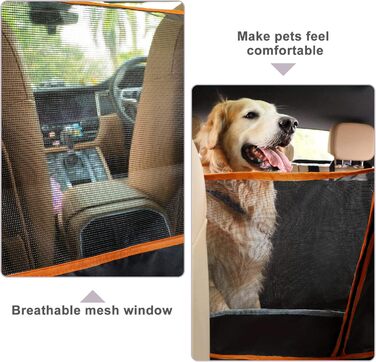 Накладки на сидіння автомобіля для собак Caliyo, 143.5x134 см, чорно-помаранчеві, водовідштовхувальні та стійкі до подряпин