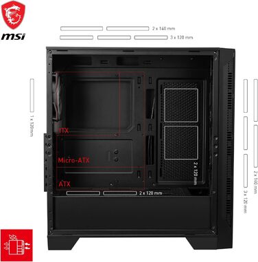Корпус ПК MSI MAG Forge 320R Airflow Mid-Tower: ATX, підтримка RTX 40, ARGB-вентилятор, магнітні фільтри, загартоване скло, USB 3.2 Gen 1