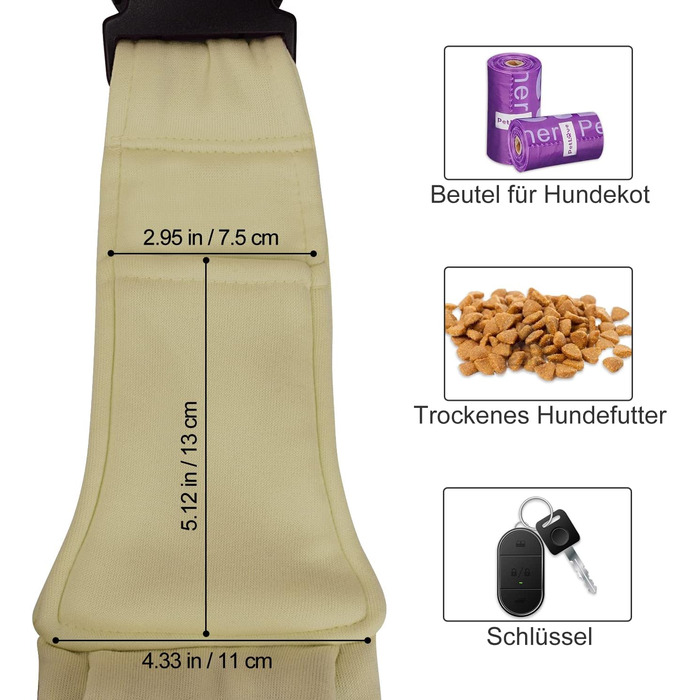 PetLoft Сумка-переноска для собак, реверсивна, регульована, Cross-Body Carrier з кріпленням для нашийника (Хакі)