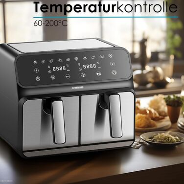 Багатофункціональна фритюрниця без олії | Air Fryer з 2 камерами | Міні-печі Air Fryer 4-в-1 | Фритюрниця, дегідратор, гриль, духовка